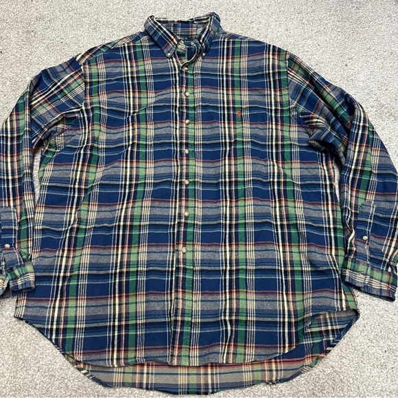 Ralph Lauren Other - Ralph Lauren Flannel Shirt Men 3XLT Tall Blue Plaid Button Pony Thick Classic